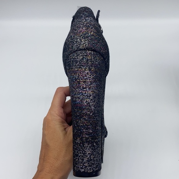 Steve Madden - Gonzo Black Glitter Block Heels Size 8.5 - Picture 6 of 15